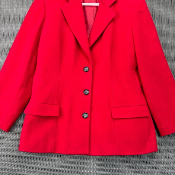 Hervé Benard Womens Blazer Size 14 Red Wool & Cashmere Blend - Picture 3 of 9